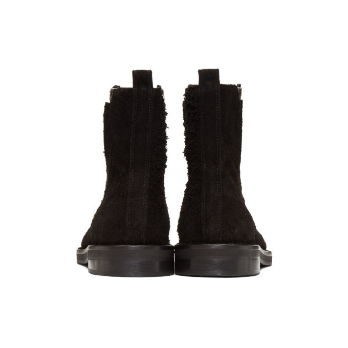 Ann Demeulemeester Black Suede Zip-Up Men\'s Boots Ann Demeulemeester Black Greased Suede Zip-Up Boots Ann  main image 3