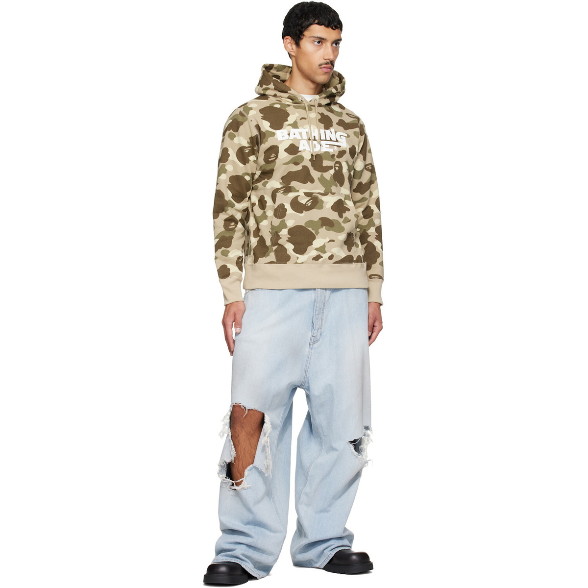 BAPE Beige Color Camo Pullover Hoodie