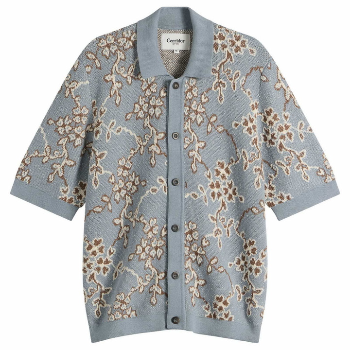 Photo: Corridor Men's Trellis Knit Shirt in Light Blue