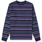 Beams Plus Men's Long Sleeve Indigo Native Stripe T-Shirt in Purple