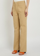 Mother Patch Pocket Brooke Wide-leg Stretch-denim Jeans Beige