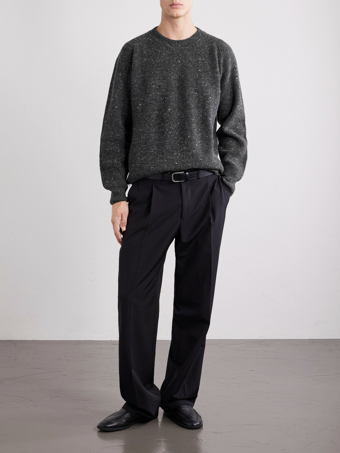 Eleventy - Ribbed Wool-Blend Sweater - Gray