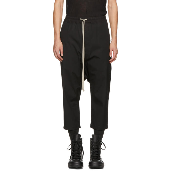 Photo: Rick Owens Black Cropped Drawstring Trousers