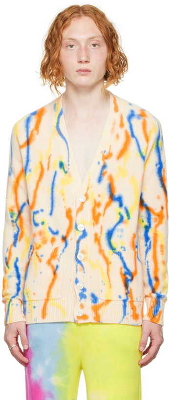 Photo: The Elder Statesman Off-White Watercolor Cardigan