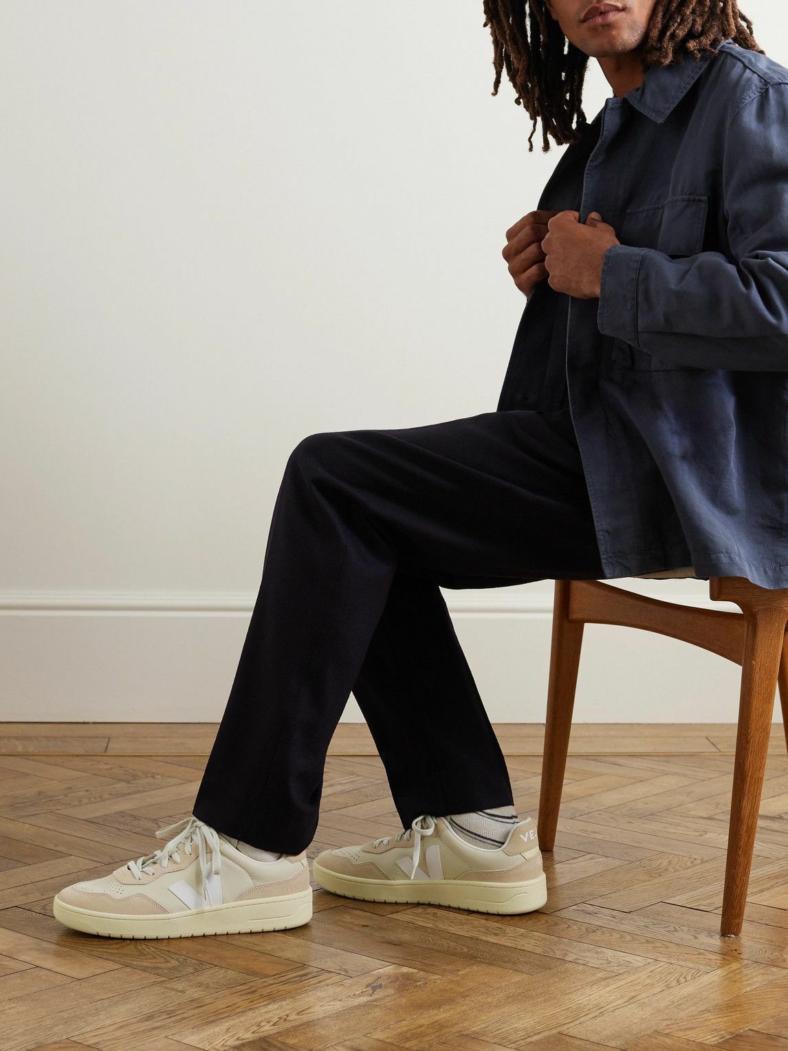 Veja - V-90 Suede and Leather Sneakers - Neutrals VEJA