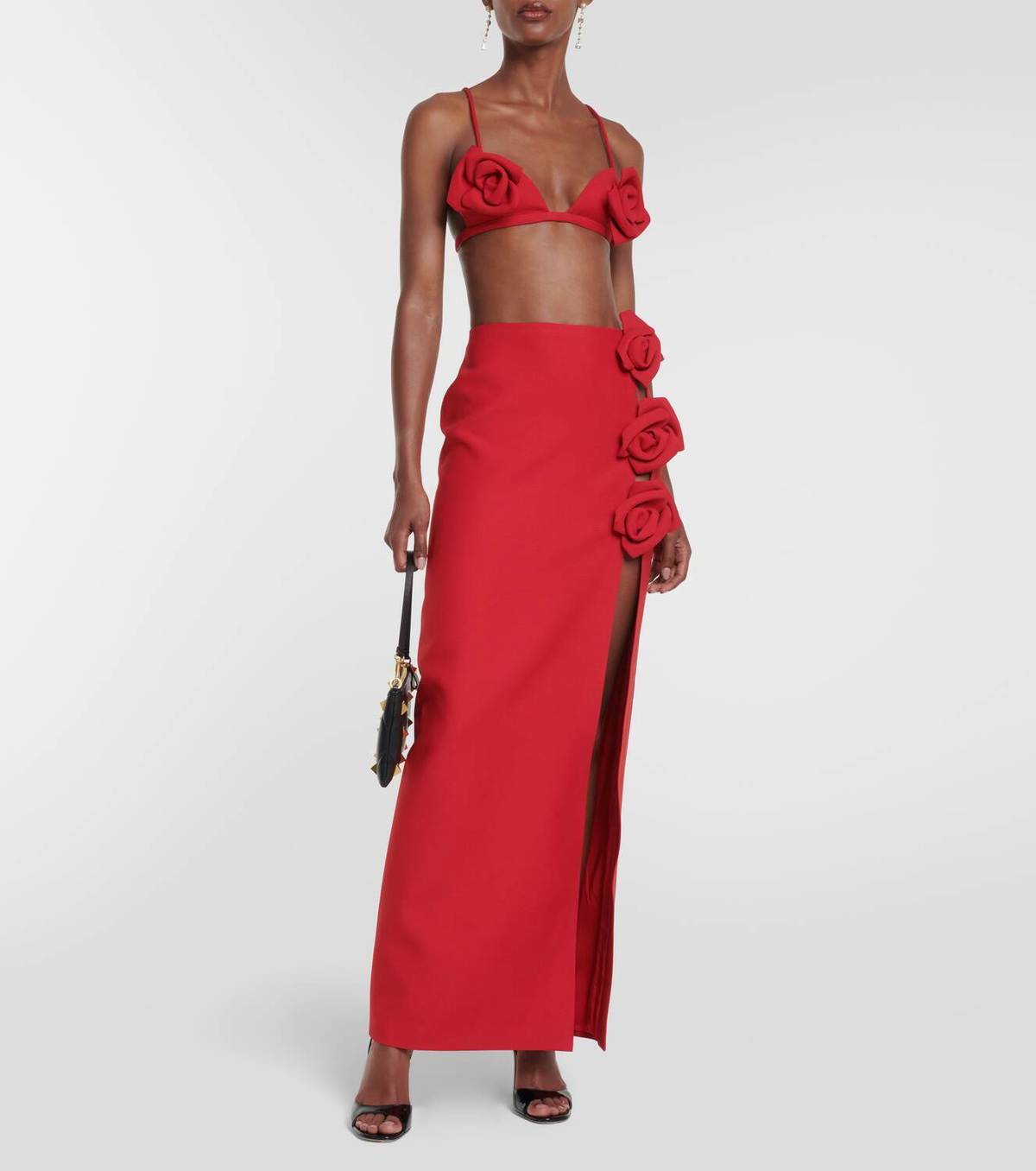 Valentino Floral-appliqué Crêpe Couture maxi skirt Valentino