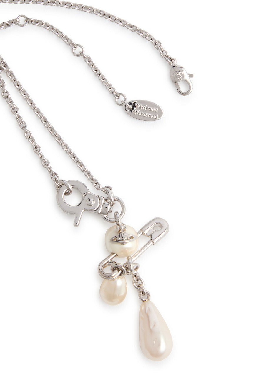 Vivienne Westwood Claude Small Pearl Drop Necklace - Silver - One