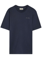 Forét Embroidered Cotton T-shirt Navy