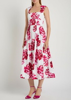 Rebecca Vallance Damask Floral-print Stretch Cotton-poplin Midi Dress Multicoloured