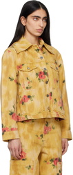 GANNI Yellow Printed Denim Jacket