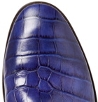 Balenciaga - Croc-Effect Leather Shoes - Men - Blue