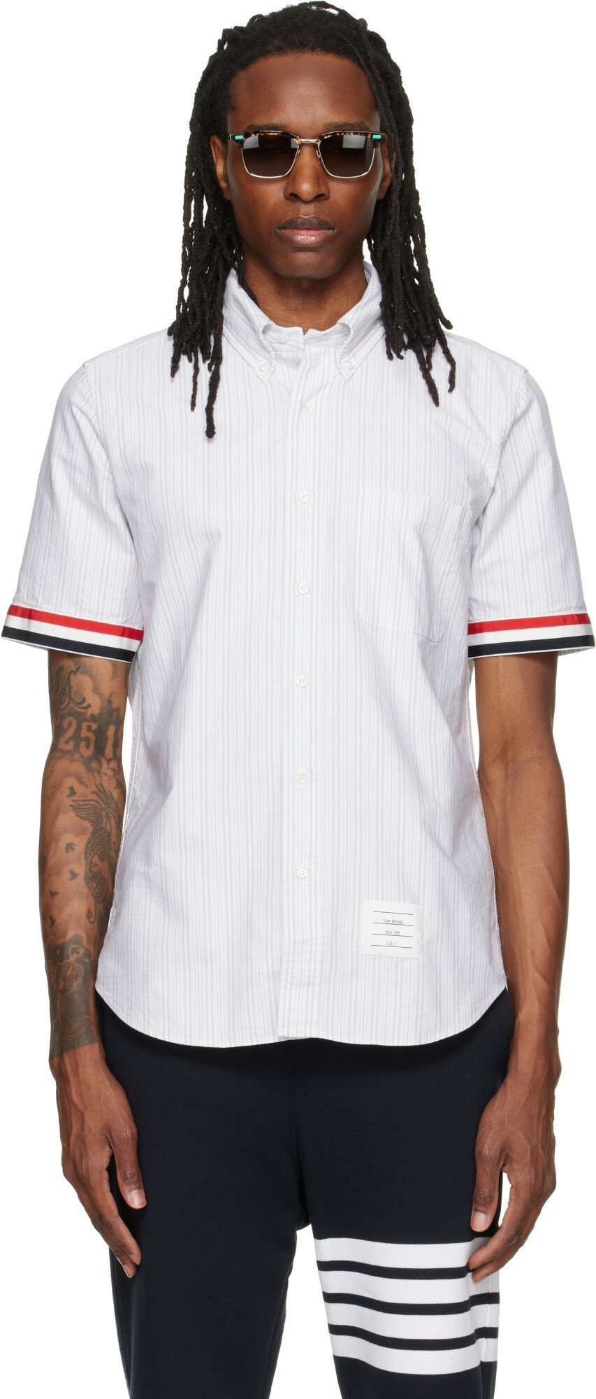 Thom Browne Gray Straight Fit Button Down Short Sleeve Shirt