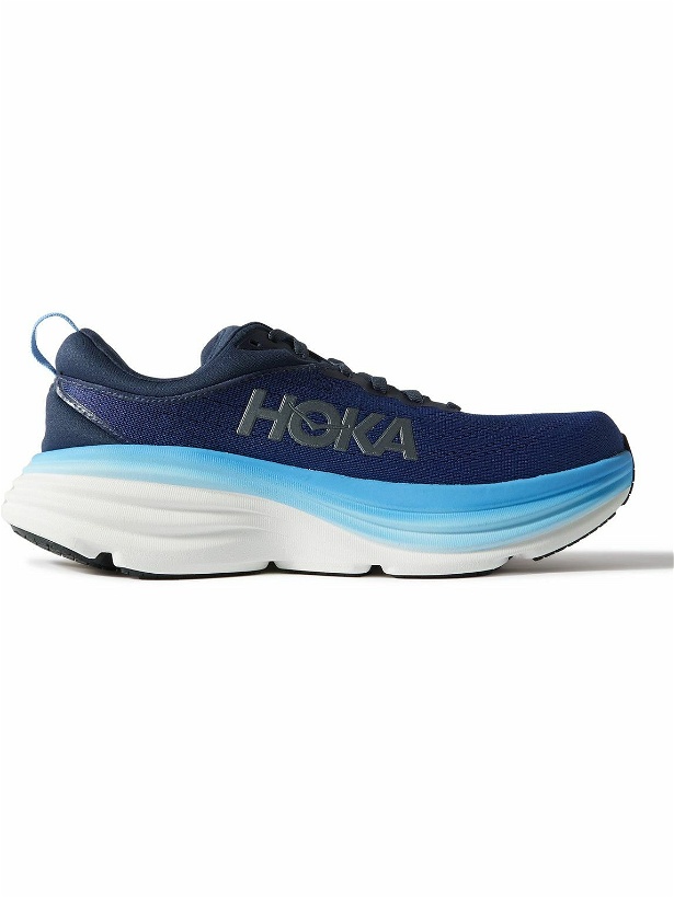Photo: Hoka One One - Bondi 8 Rubber-Trimmed Mesh Running Sneakers - Blue