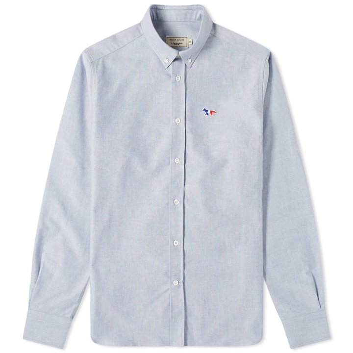 Photo: Maison Kitsun&eacute; Button Down Classic Tricolour Fox Oxford Shirt Navy