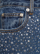 ALESSANDRA RICH Denim Wide Jeans with crystals