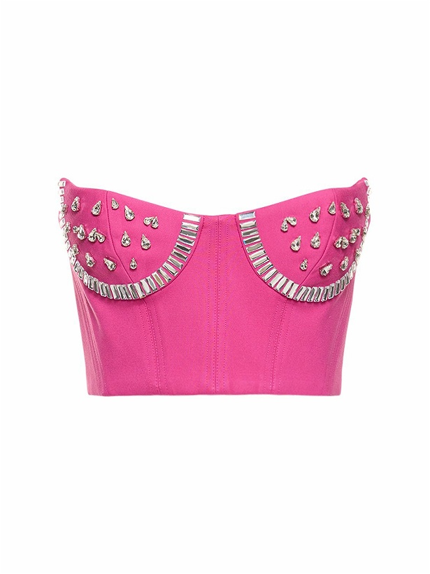 Photo: AREA - Embellished Watermelon Cup Bustier Top