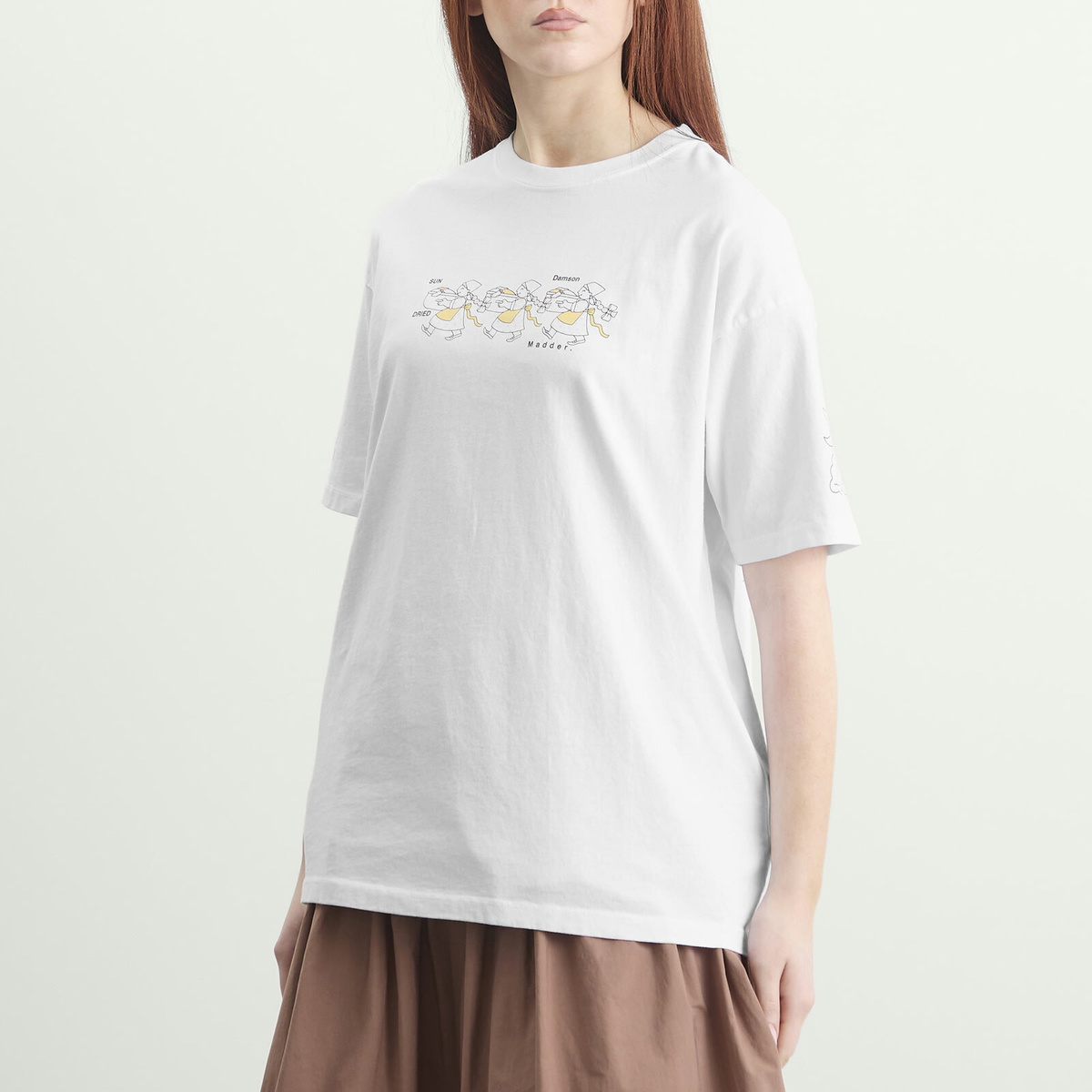 Damson Madder Women's Sundried Washing Line Boyfriend T-Shirt in Off White