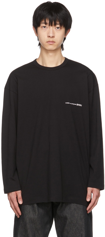 Photo: Comme des Garçons Shirt Black Logo Long Sleeve T-Shirt