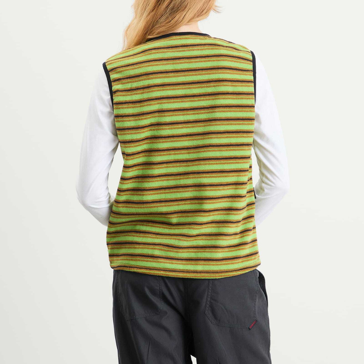 Gramicci Women's Thermal Fleece Pullover in Chartreuse Stripe