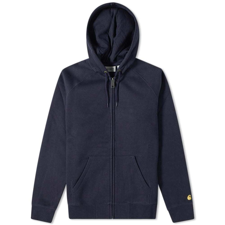 Photo: Carhartt Hooded Chase Jacket Dark Navy & Gold