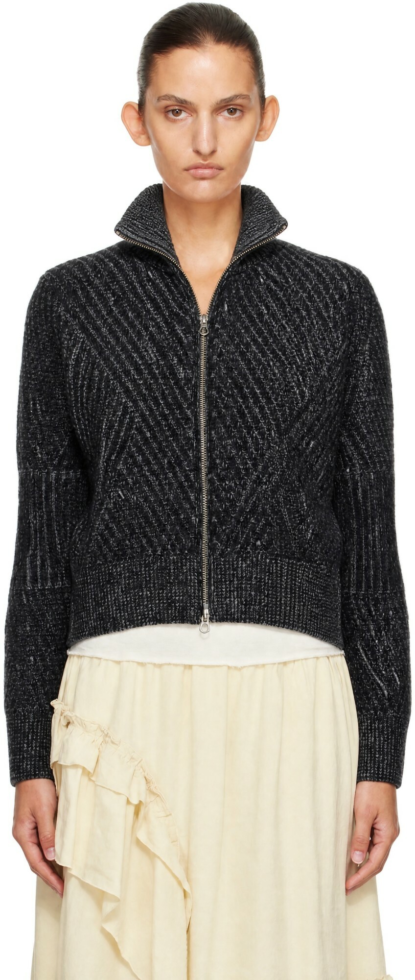 YMC Black & Gray Nova Zip Cardigan