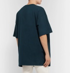 Balenciaga - Oversized Logo-Embroidered Cotton-Jersey T-Shirt - Navy