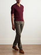 Orlebar Brown - Horton Maybrook Slim-Fit Textured Silk and Cotton-Blend Polo Shirt - Burgundy