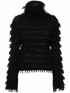 BLUMARINE - Fringed Wool Knit Turtleneck Sweater