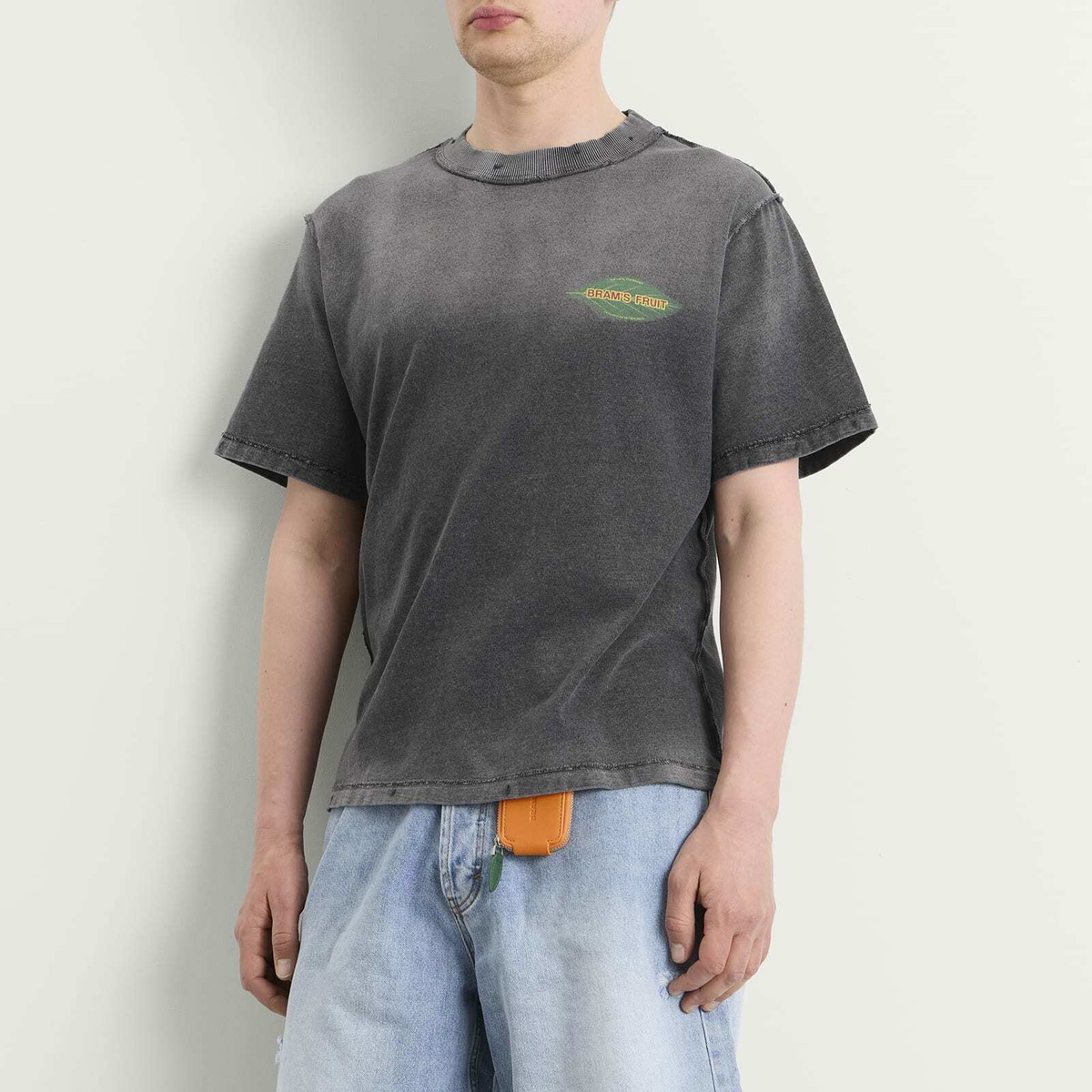 Bram's Fruit Men's Distressed Leaf T-Shirt in Shadow Black