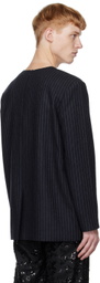 CALVINLUO Navy Pinstripe Shirt