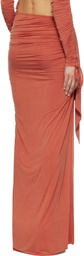 BALMAIN Orange Knotted Split Jersey Maxi Skirt