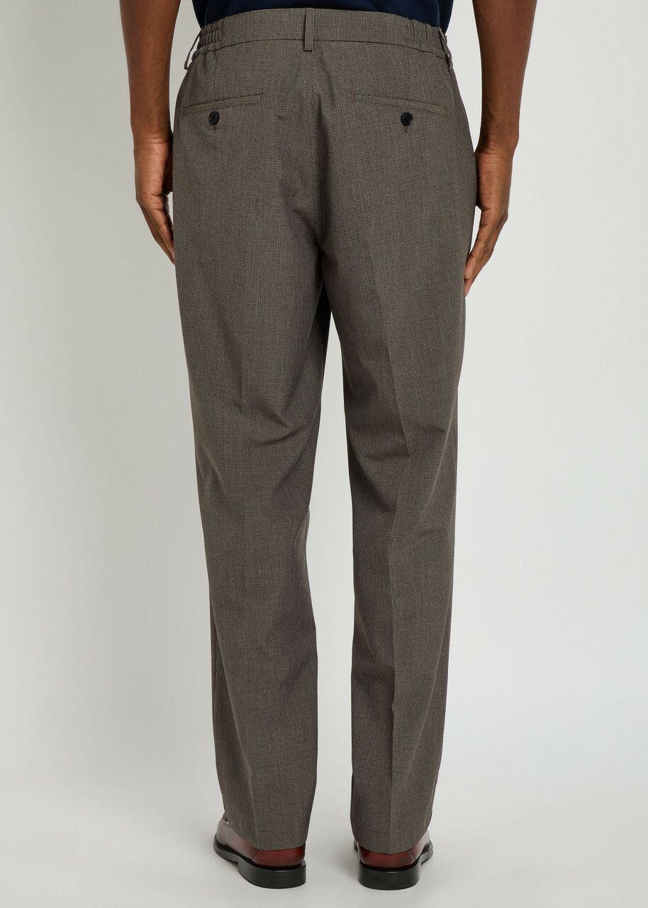 Wax London Bayham Houndstooth Tapered-leg Trousers Brown
