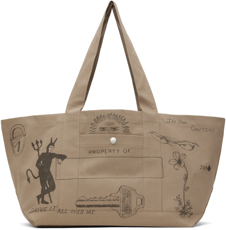 Photo: Small Talk Studio SSENSE Exclusive Taupe Hand Drawn Utility Tote