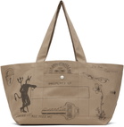 Small Talk Studio SSENSE Exclusive Taupe Hand Drawn Utility Tote