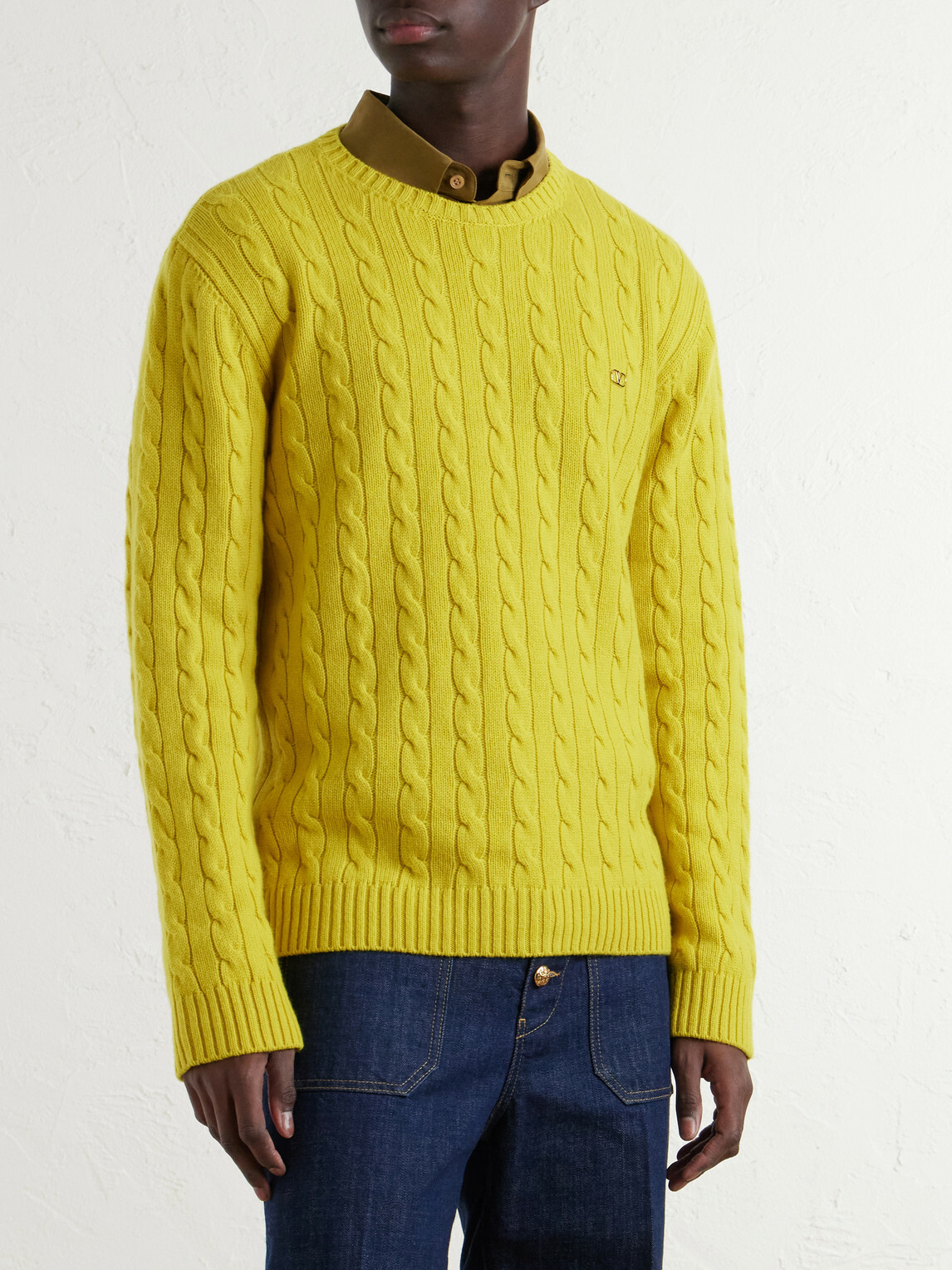Valentino Garavani - VLogo-Embellished Cashmere Sweater - Yellow