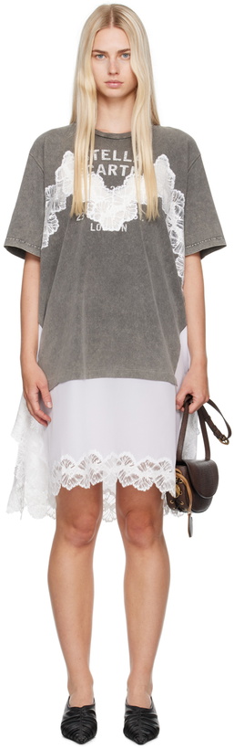 Photo: Stella McCartney Gray & White T-Shirt Midi Dress