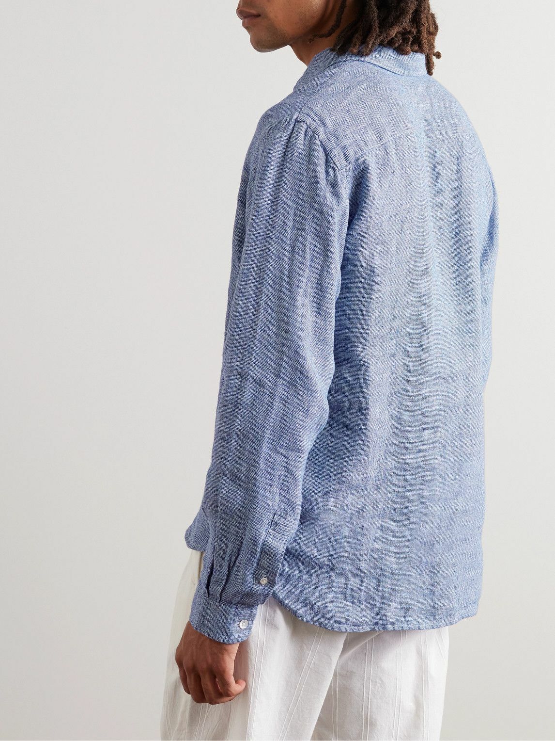 La Paz - Button-Down Collar Linen Shirt - Blue