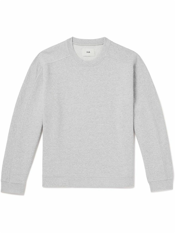 Photo: Folk - Prism Embroidered Cotton-Jersey Sweatshirt - Gray