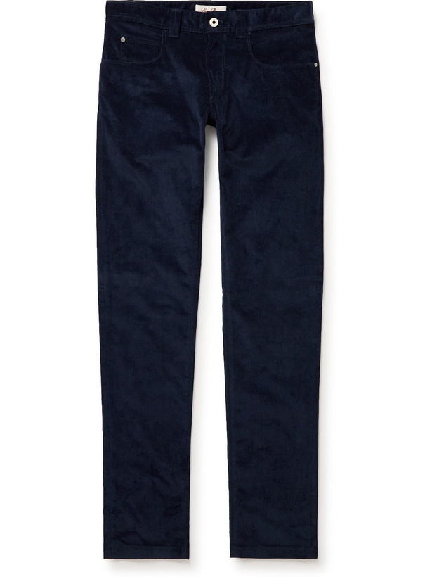 Photo: Loro Piana - Slim-Fit Stretch-Cotton Corduroy Trousers - Blue