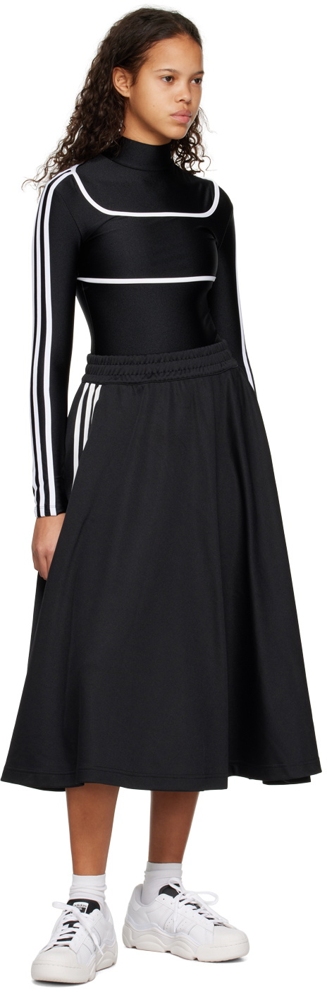 S’edge Black + White Striped Midi Skirt