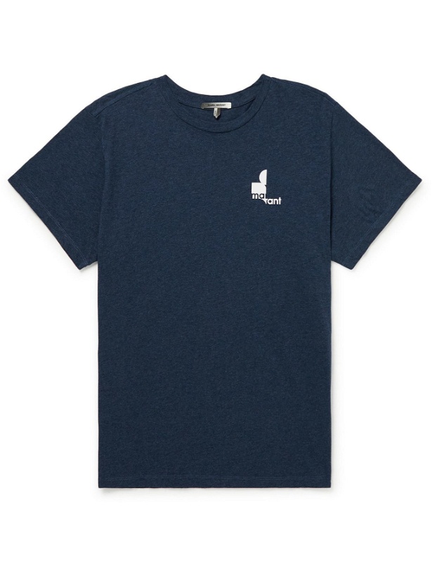 Photo: Isabel Marant - Logo-Print Cotton-Jersey T-Shirt - Blue