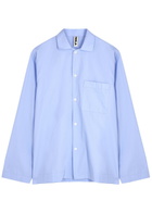 Tekla Unisex Striped Poplin Pyjama top Light Blue