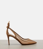 Aquazzura Bow Tie suede-trimmed mesh pumps