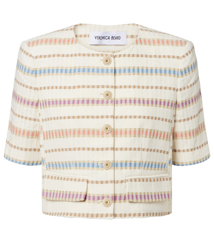 Photo: Veronica Beard Orville striped cropped cotton-blend jacket