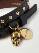 Alexander McQueen - Full-Grain Leather and Gold-Tone Wrap Bracelet