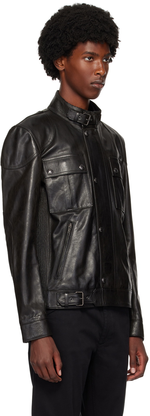 Belstaff Black Hand Waxed Gangster Leather Jacket