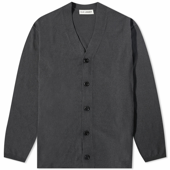 Photo: Our Legacy Men's Knit Cardigan in Anthracite Habitable Silk