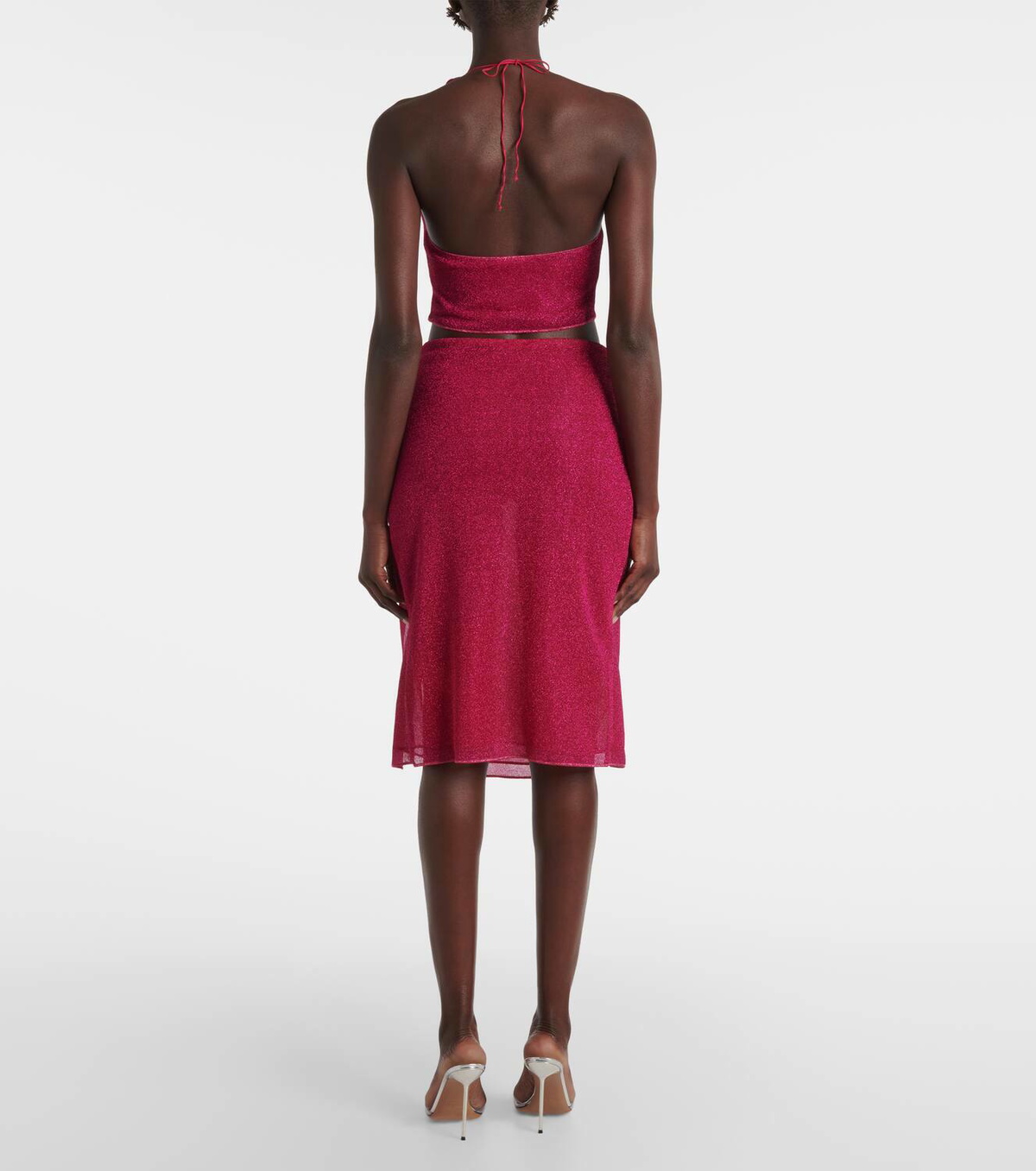 Oséree Lumière Rose ruched midi skirt