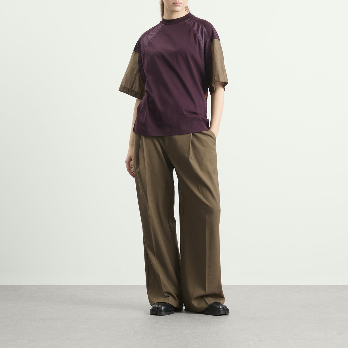 TOGA ARCHIVES Women's TOGA Cotton Taffeta T-Shirt in Dark Red