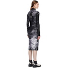 S.R. STUDIO. LA. CA. Black and White Fern Mock Neck Fitted Dress